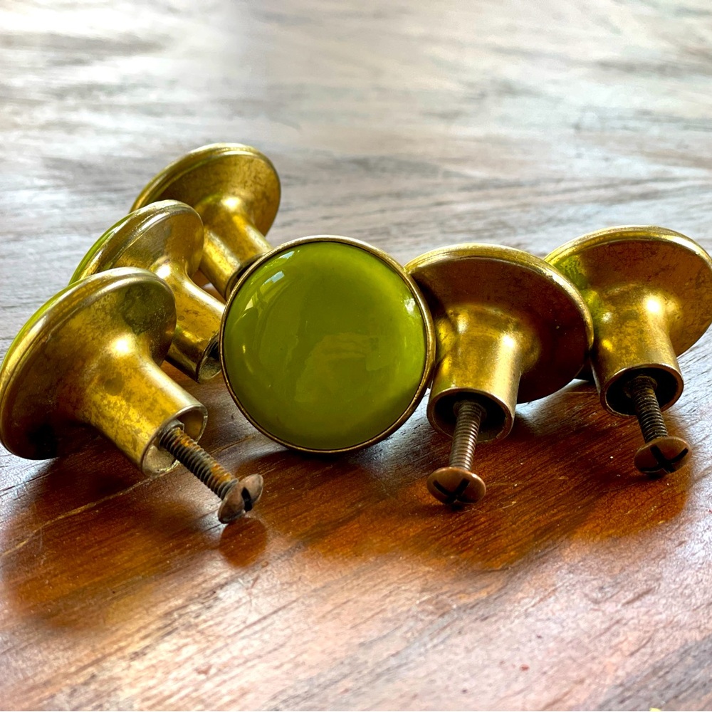 Vintage green drawer pulls knobs